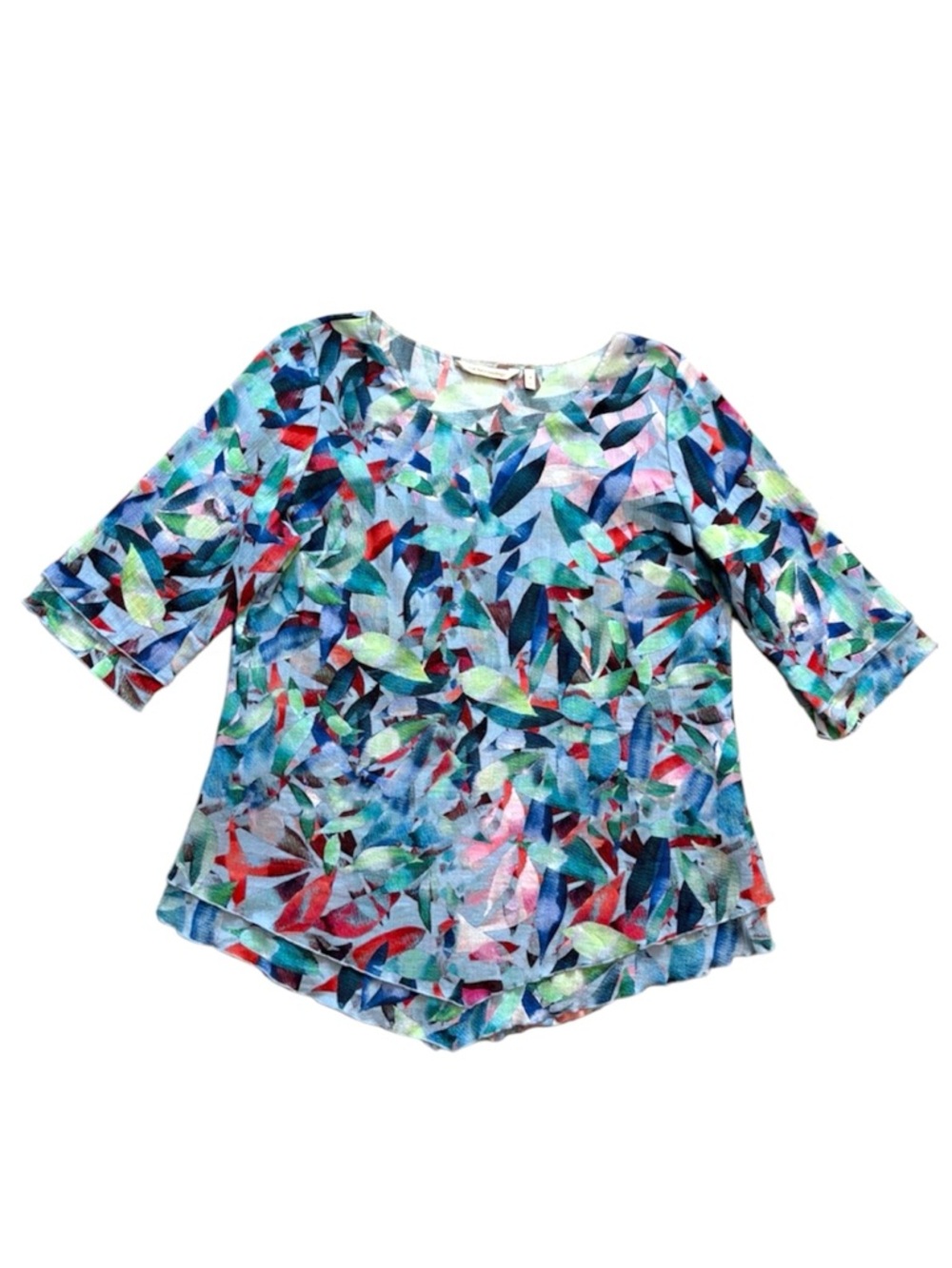 Soft Surroundings Siesta Key Colourful Layered Gauze Textured Top Size Medium